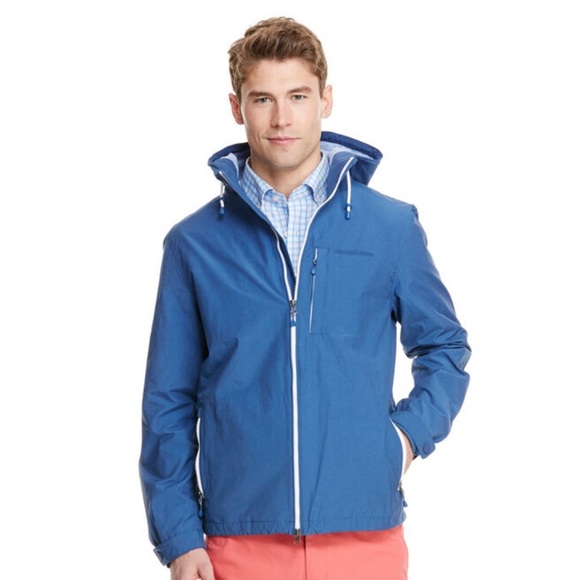 Vineyard Vines Mens Blue Windbreaker Jacket Lightweight Full Zip Hooded - Picture 1 of 10
